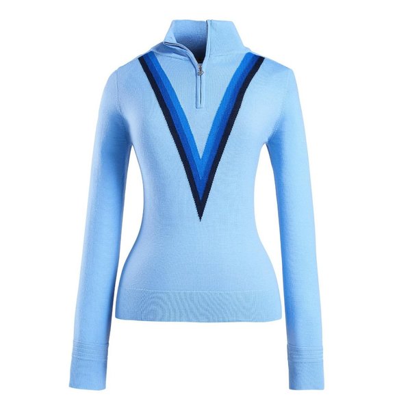 G/Fore Triple V Quarter Zip Merino Wool Sweater Baja Blue NWT M L Golf - Picture 1 of 3